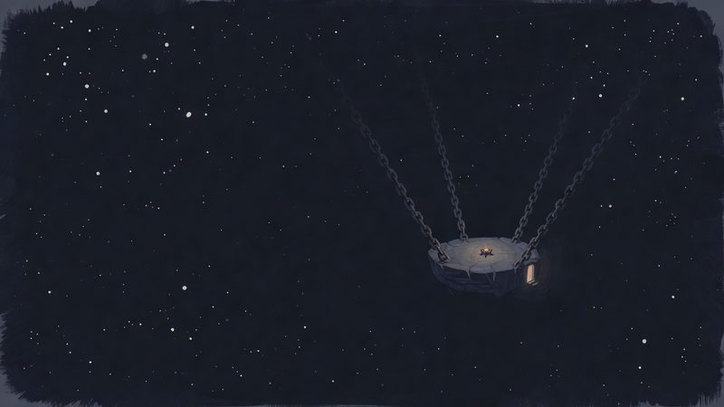 Nifrael Station concept art — One platform, one brazier, and the dark on every side.