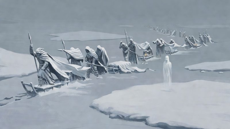 Skarnheimr concept art — The procession froze before it finished grieving.